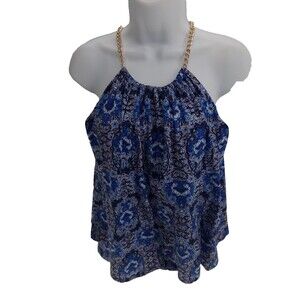 Venus Navy Blue chain Strap halter Tank Top- Size Small